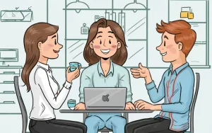 3 personas conversando de marketing